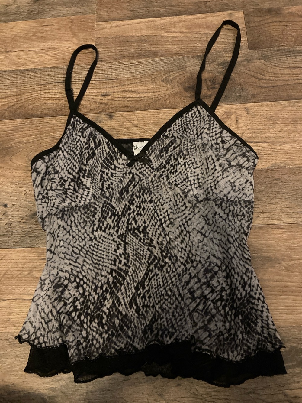 No Boundaries Black and Gray Snake-Print Camisole